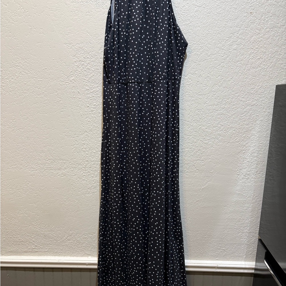 Elegant Black Polka Dot Maxi Dress